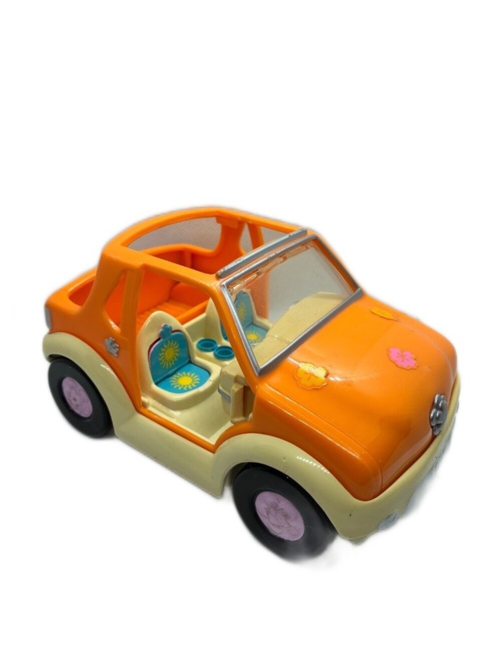 Vintage 2001 Origin Polly Pocket Orange Beach Car Jeep Toy SUV Beach Buggy